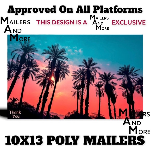 50 10X13 Poly Mailers Twilight Palms Shipping Envelopes PRICE IS FIRM - Picture 4 of 7